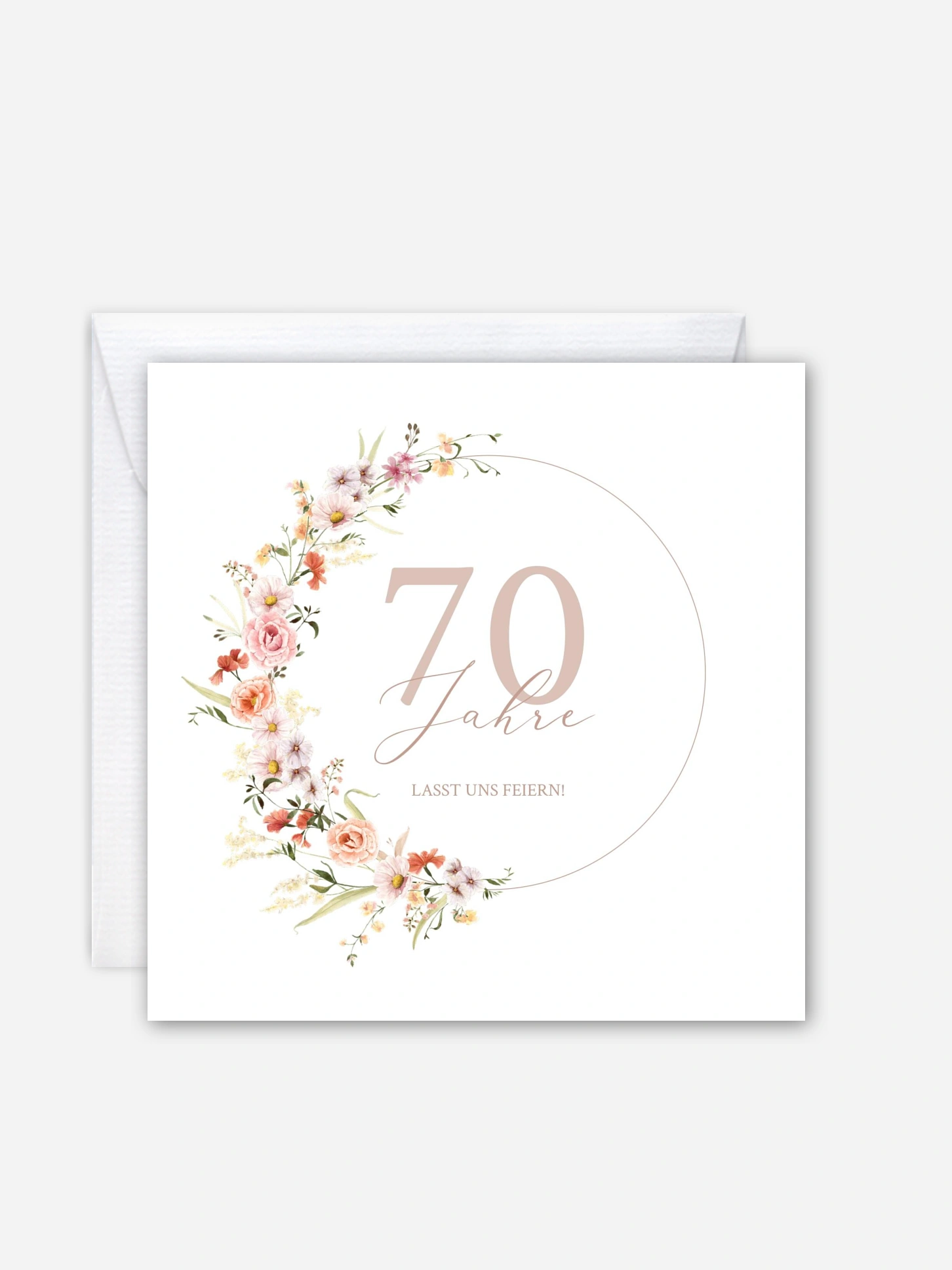 Einladung 70. Geburtstag Zarte Blumen