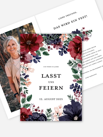 Einladung 60. Geburtstag Blumenpracht