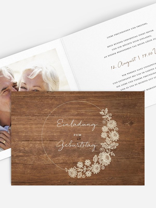 Einladung 60. Geburtstag Lace Wreath