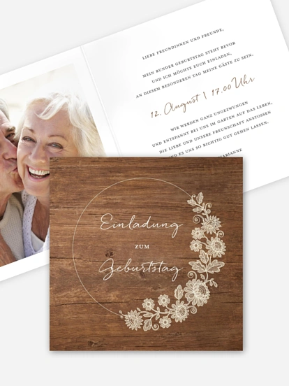 Einladung 60. Geburtstag Lace Wreath