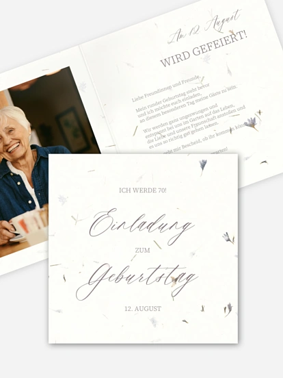 Einladung 70. Geburtstag Dried Flowers