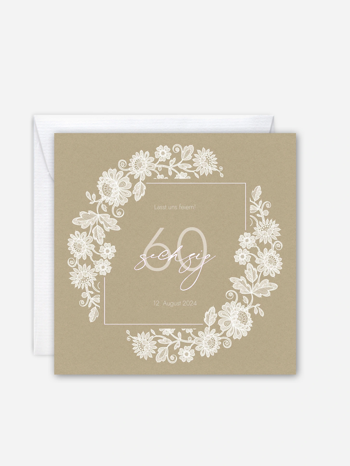 Einladung 60. Geburtstag Vintage Spitze