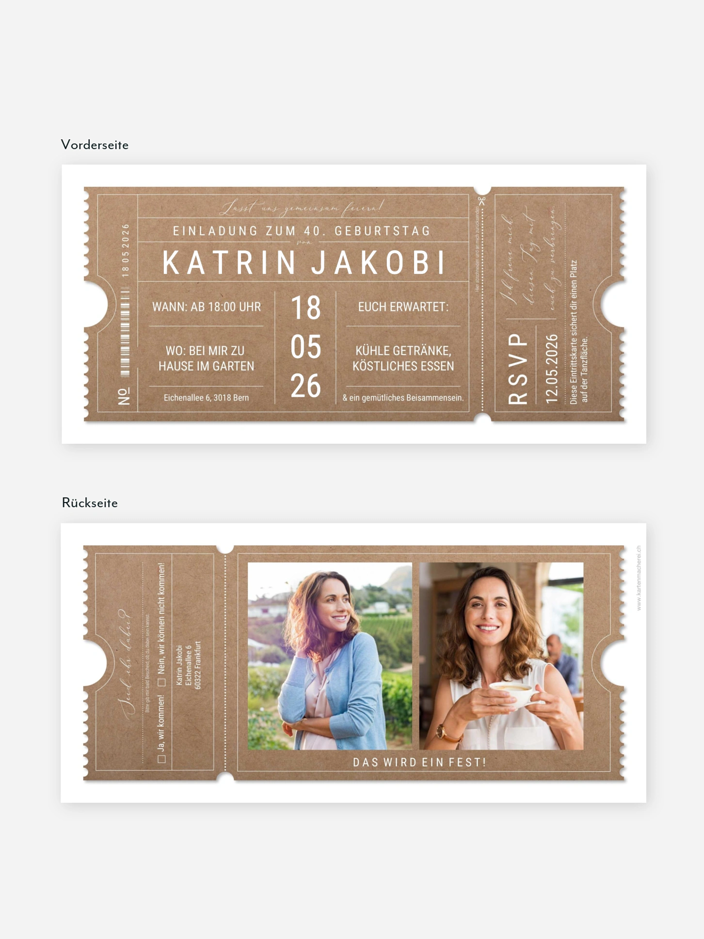 Einladung 40. Geburtstag VIP Ticket