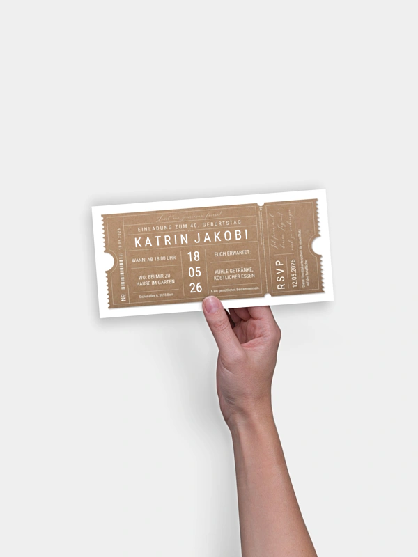 Einladung 40. Geburtstag VIP Ticket