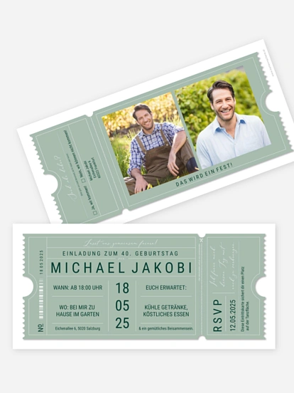 Einladung 40. Geburtstag VIP Ticket