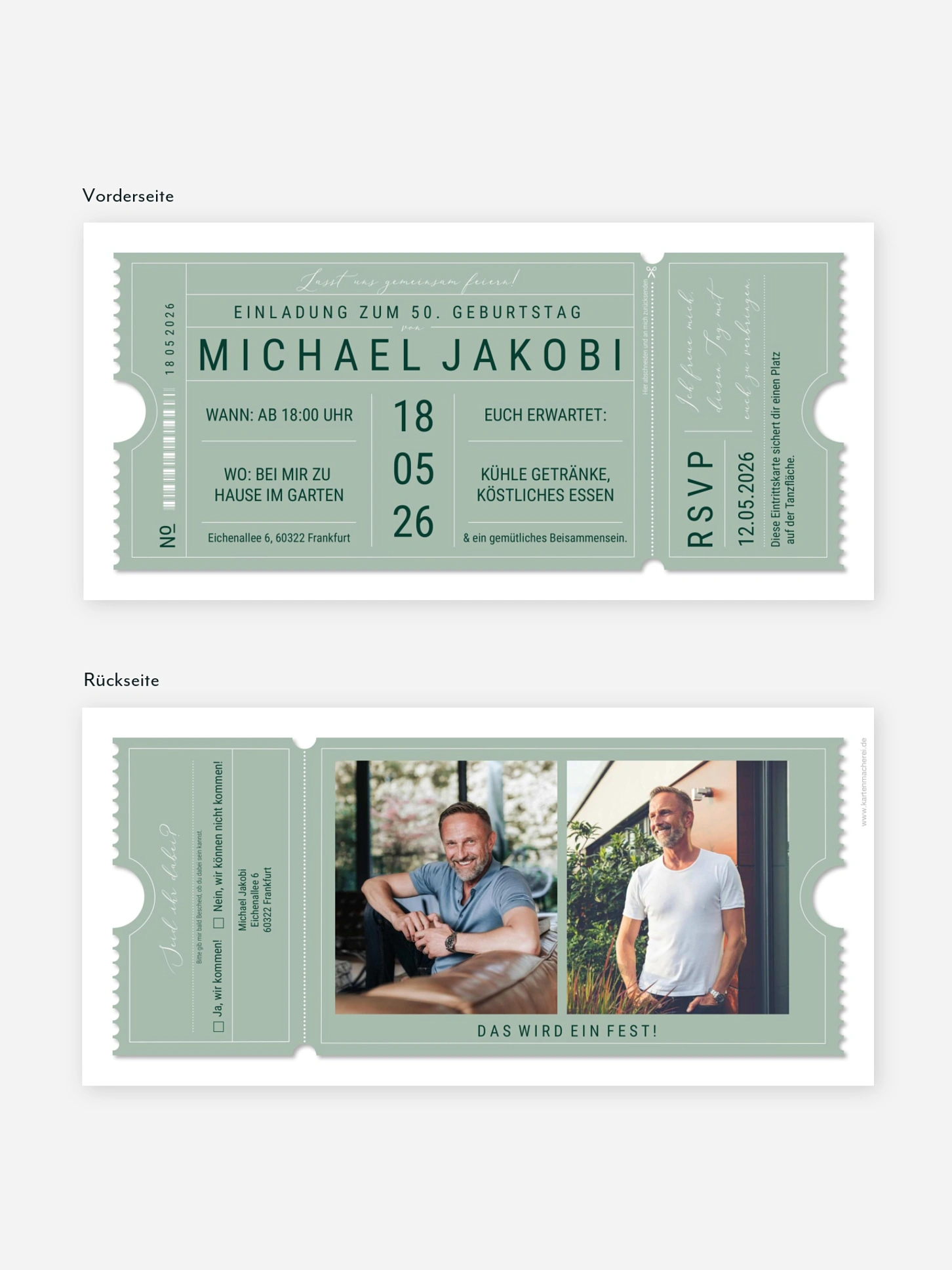 Einladung 50. Geburtstag VIP Ticket