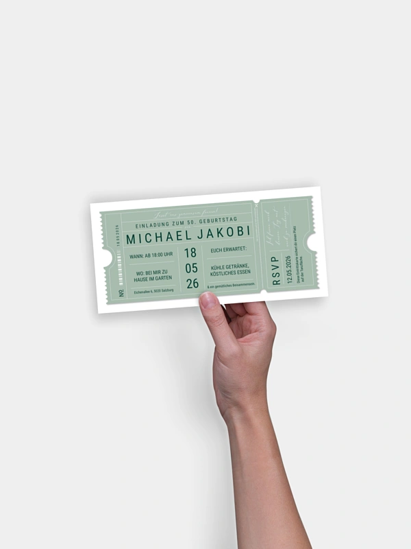 Einladung 50. Geburtstag VIP Ticket