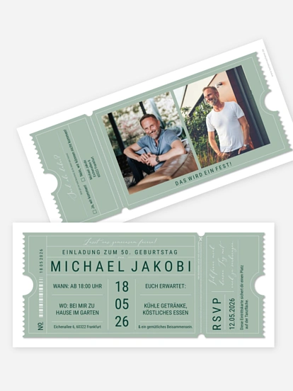 Einladung 50. Geburtstag VIP Ticket
