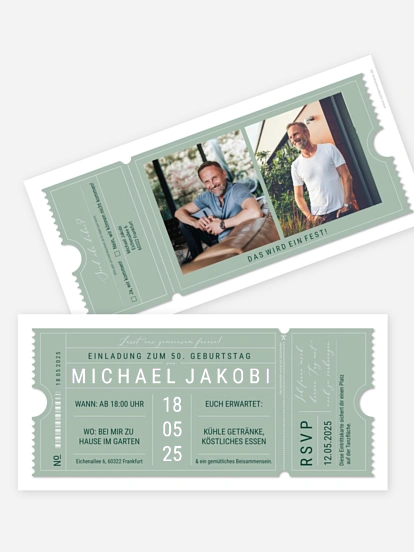 Einladung 50. Geburtstag VIP Ticket