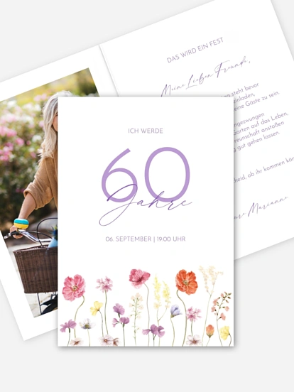 Einladung 60. Geburtstag Zartes Blütenmeer