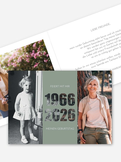 Einladung 60. Geburtstag Damals und Heute