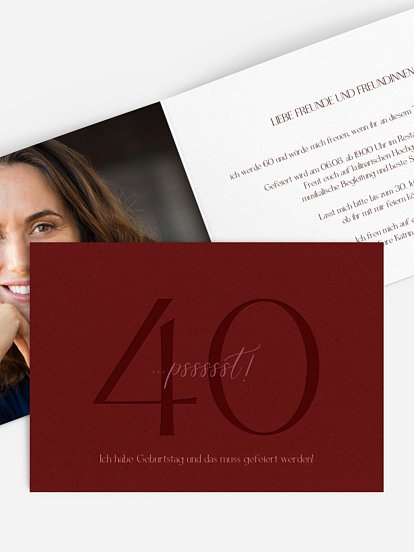 Einladung 40. Geburtstag Pssst