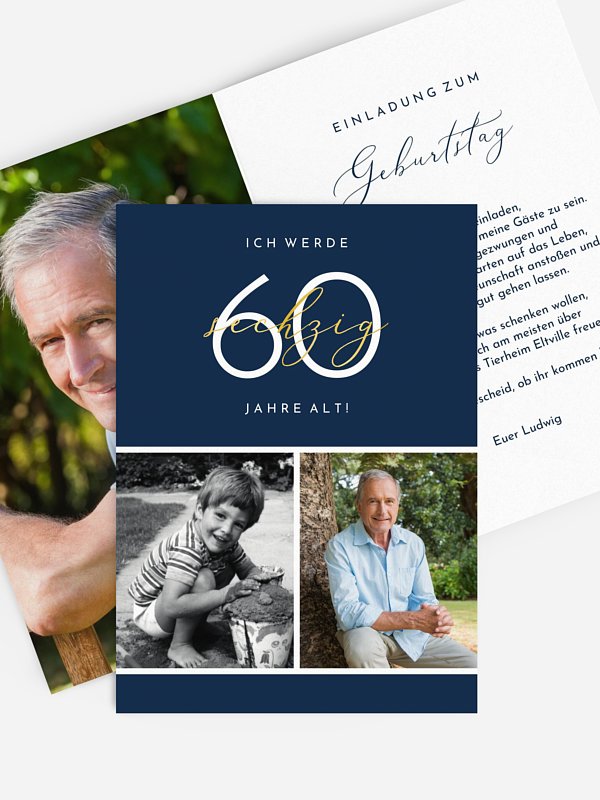 Einladung 60. Geburtstag "Jung Geblieben"
