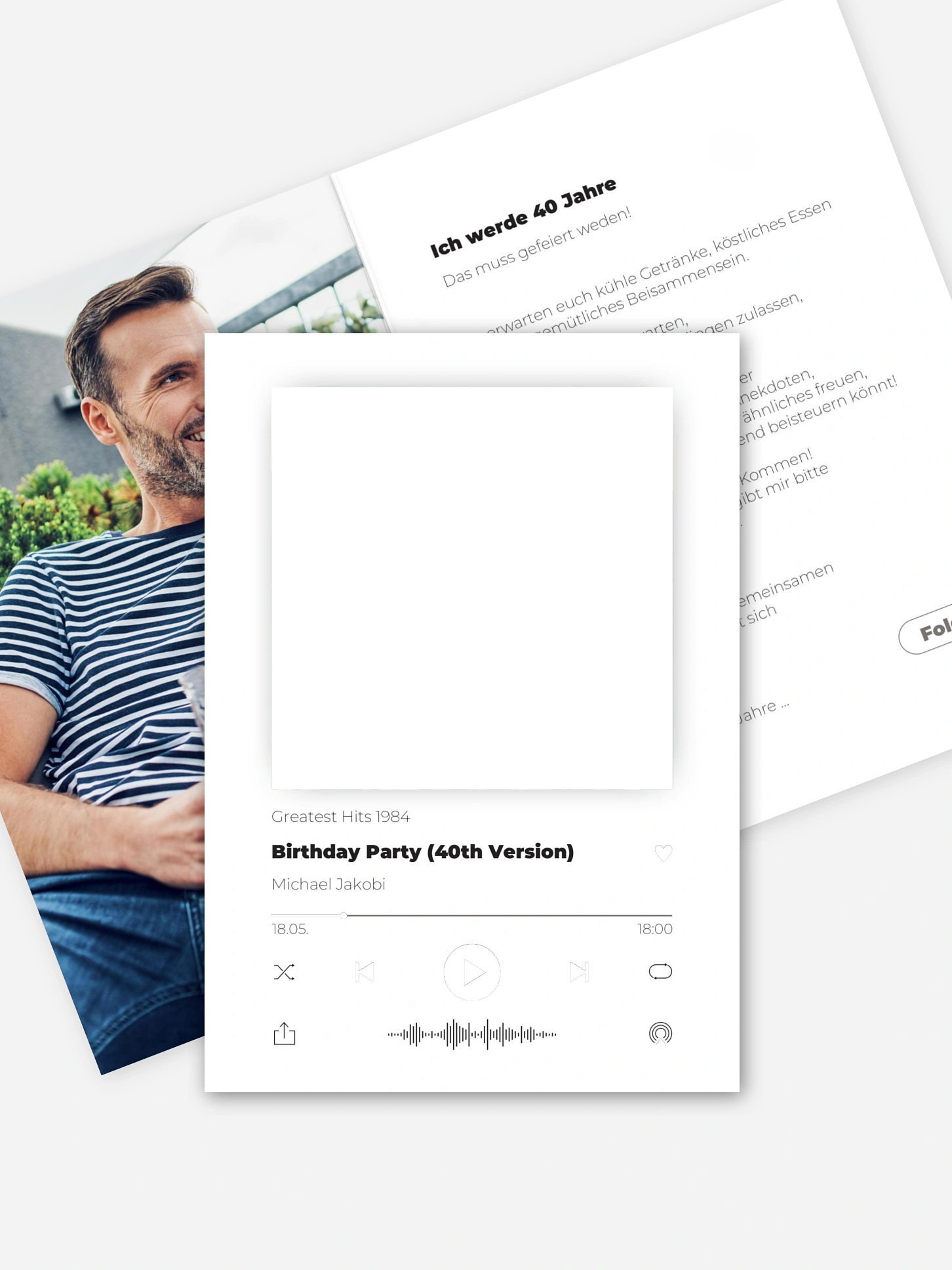 Einladung 40. Geburtstag Musicplayer