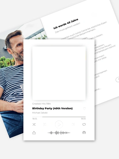 Einladung 40. Geburtstag Musicplayer