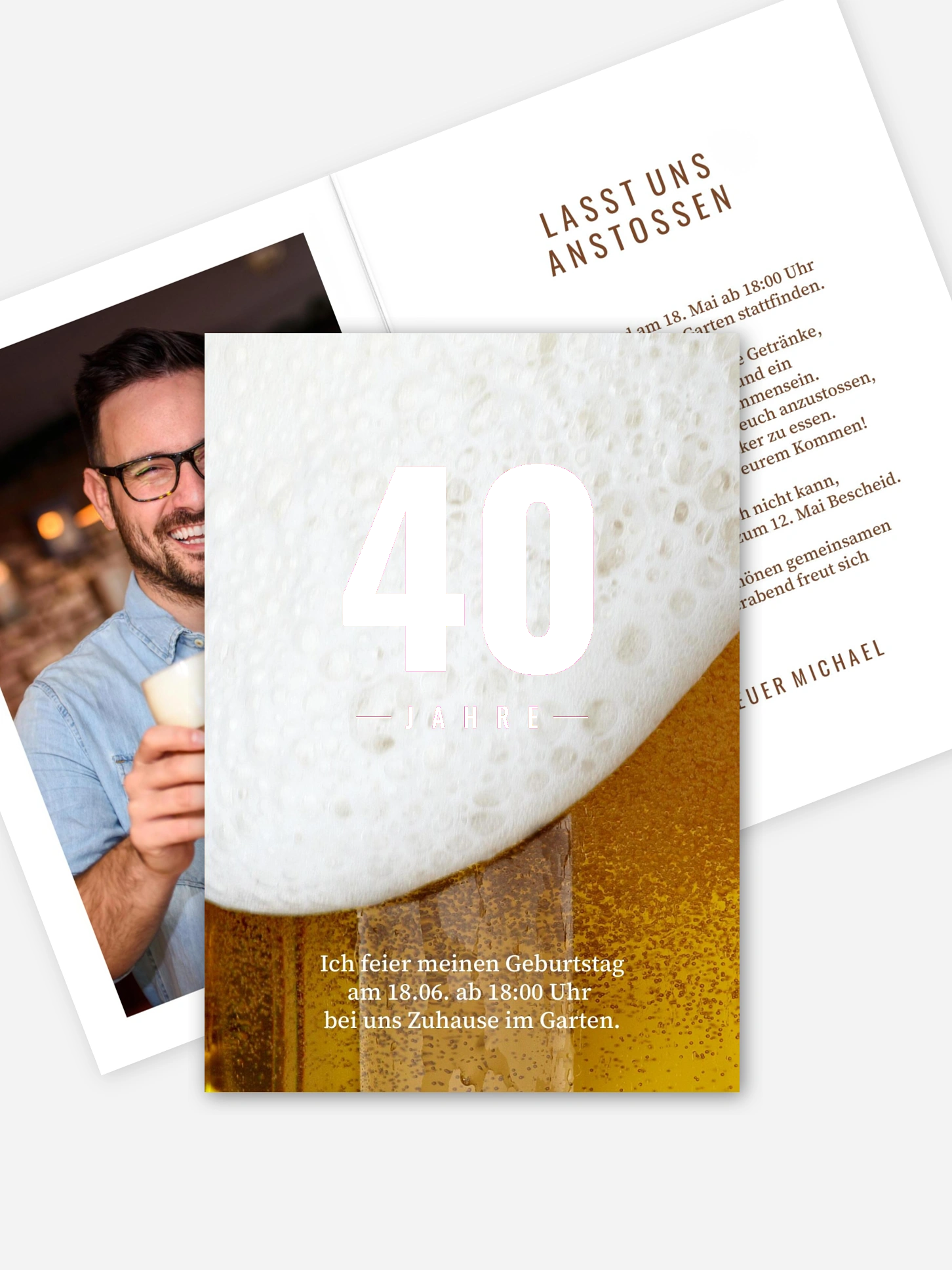 Einladung 40. Geburtstag Hopfen und Malz
