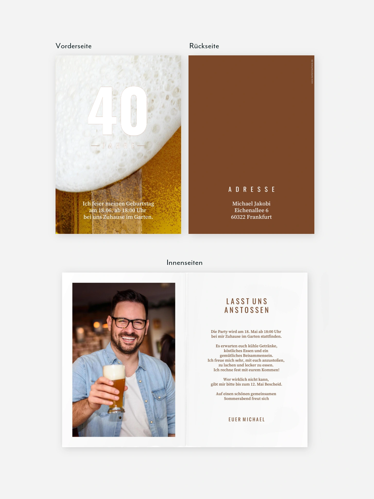 Einladung 40. Geburtstag Hopfen und Malz