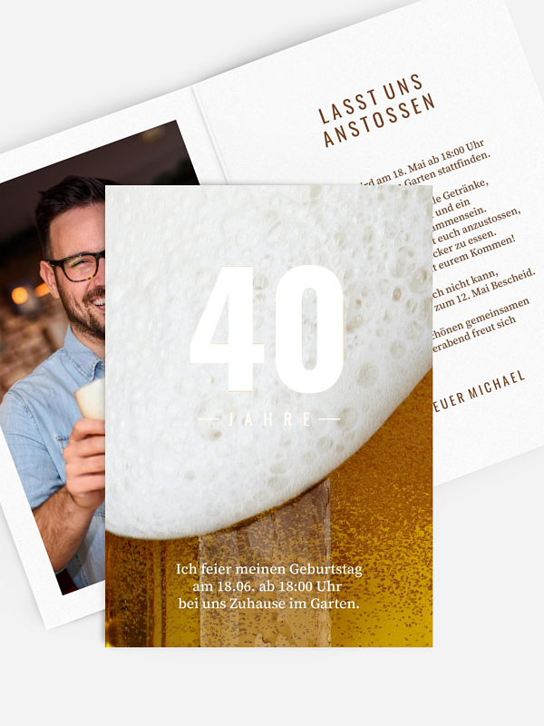 Einladung 40. Geburtstag Hopfen und Malz