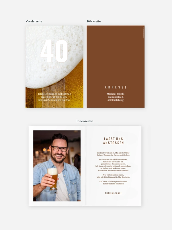Einladung 40. Geburtstag Hopfen und Malz