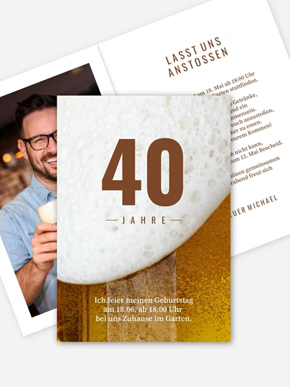 Einladung 40. Geburtstag Hopfen und Malz