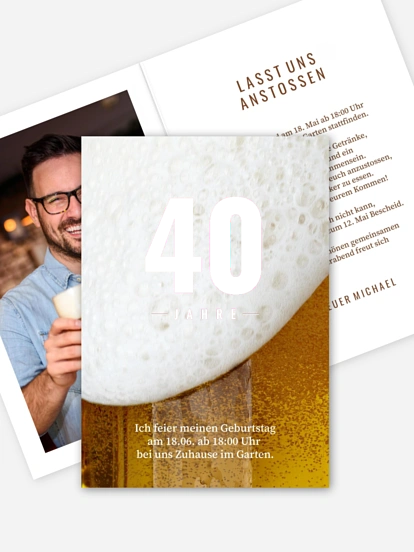 Einladung 40. Geburtstag Hopfen und Malz