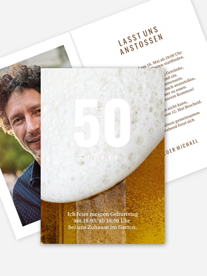 Einladung 50. Geburtstag Hopfen und Malz