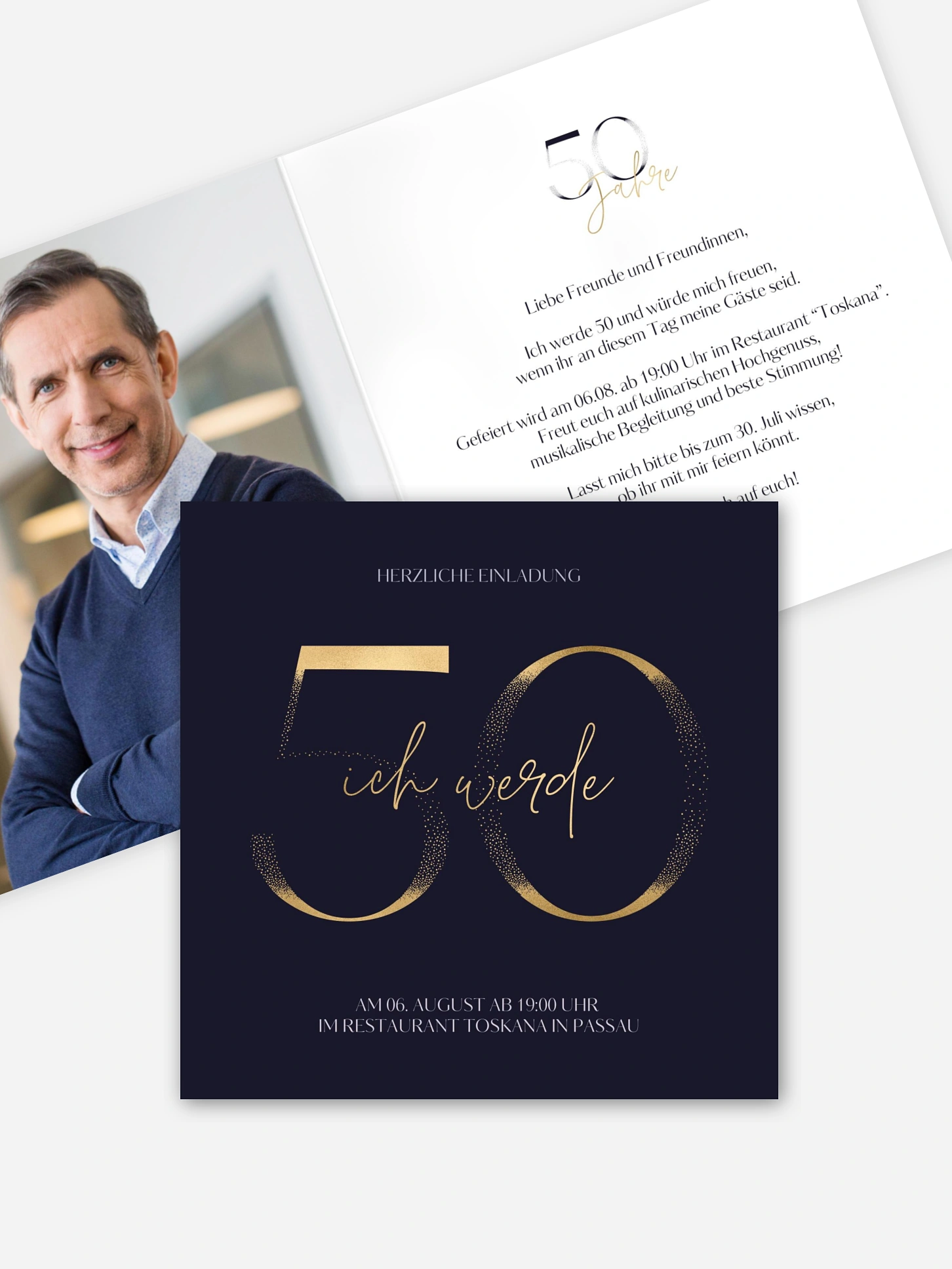 Einladung 50. Geburtstag Golden Number