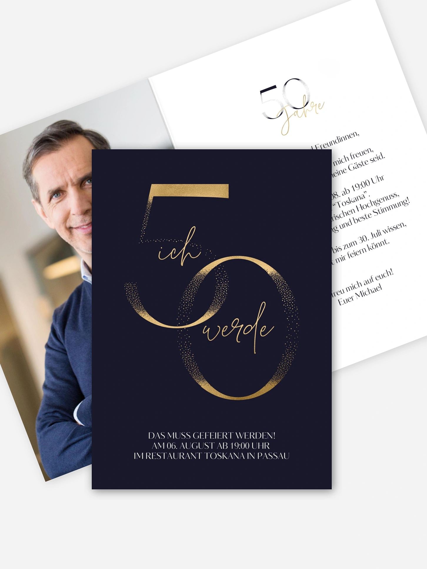 Einladung 50. Geburtstag Golden Number