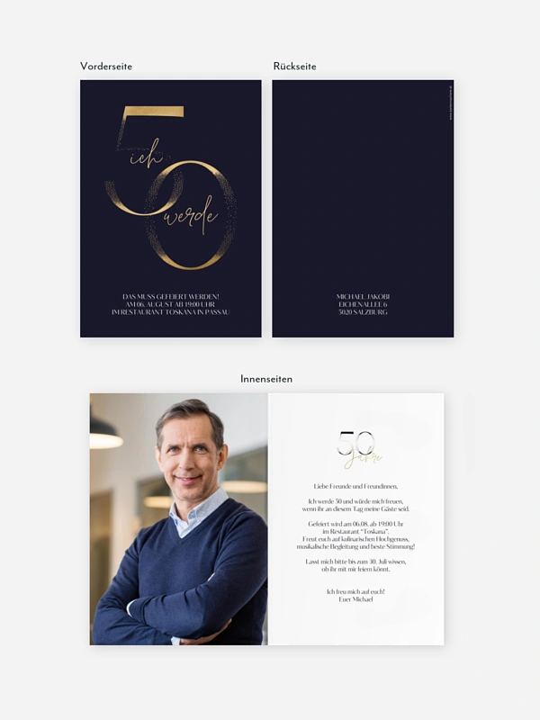 Einladung 50. Geburtstag Golden Number
