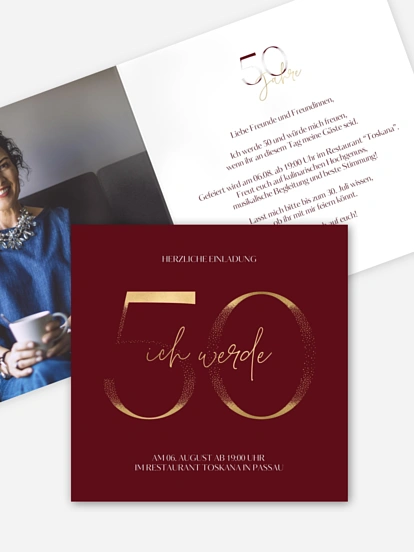 Einladung 50. Geburtstag Golden Number