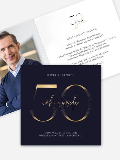 Einladung 50. Geburtstag Golden Number