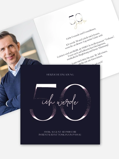 Einladung 50. Geburtstag Golden Number
