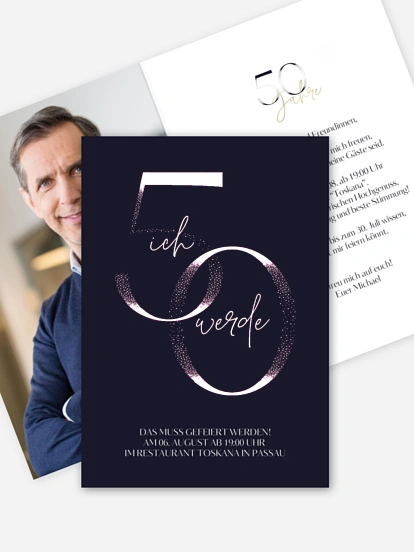 Einladung 50. Geburtstag Golden Number