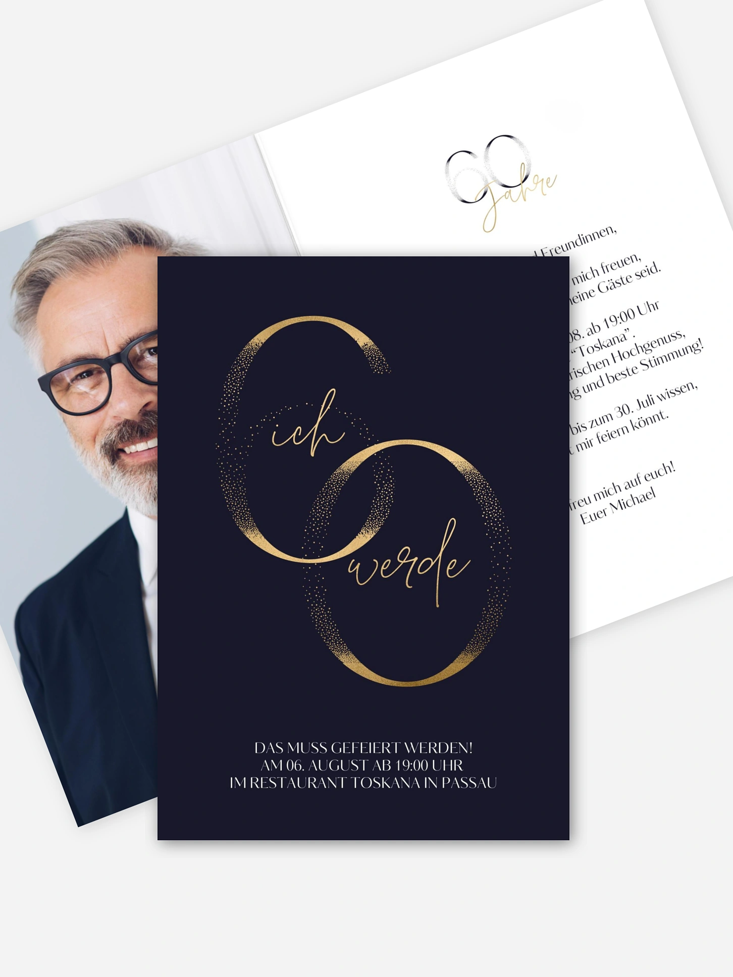 Einladung 60. Geburtstag Golden Number