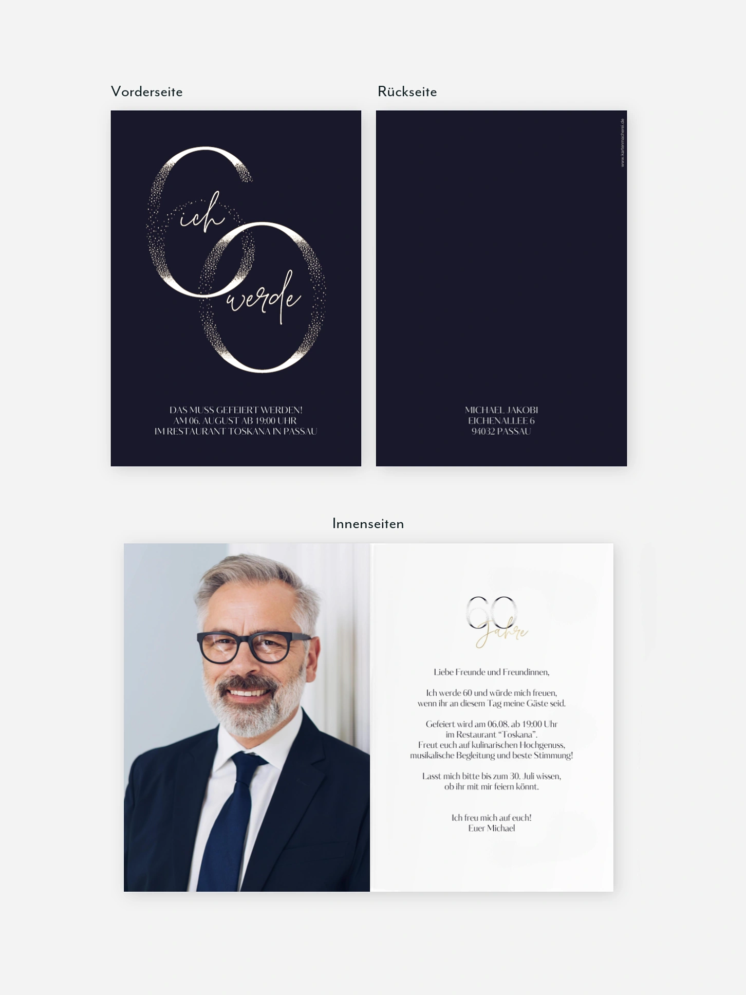 Einladung 60. Geburtstag Golden Number