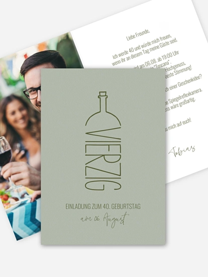 Einladung 40. Geburtstag Geburtstagswein