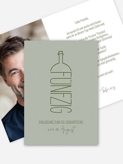 Einladung 50. Geburtstag Geburtstagswein