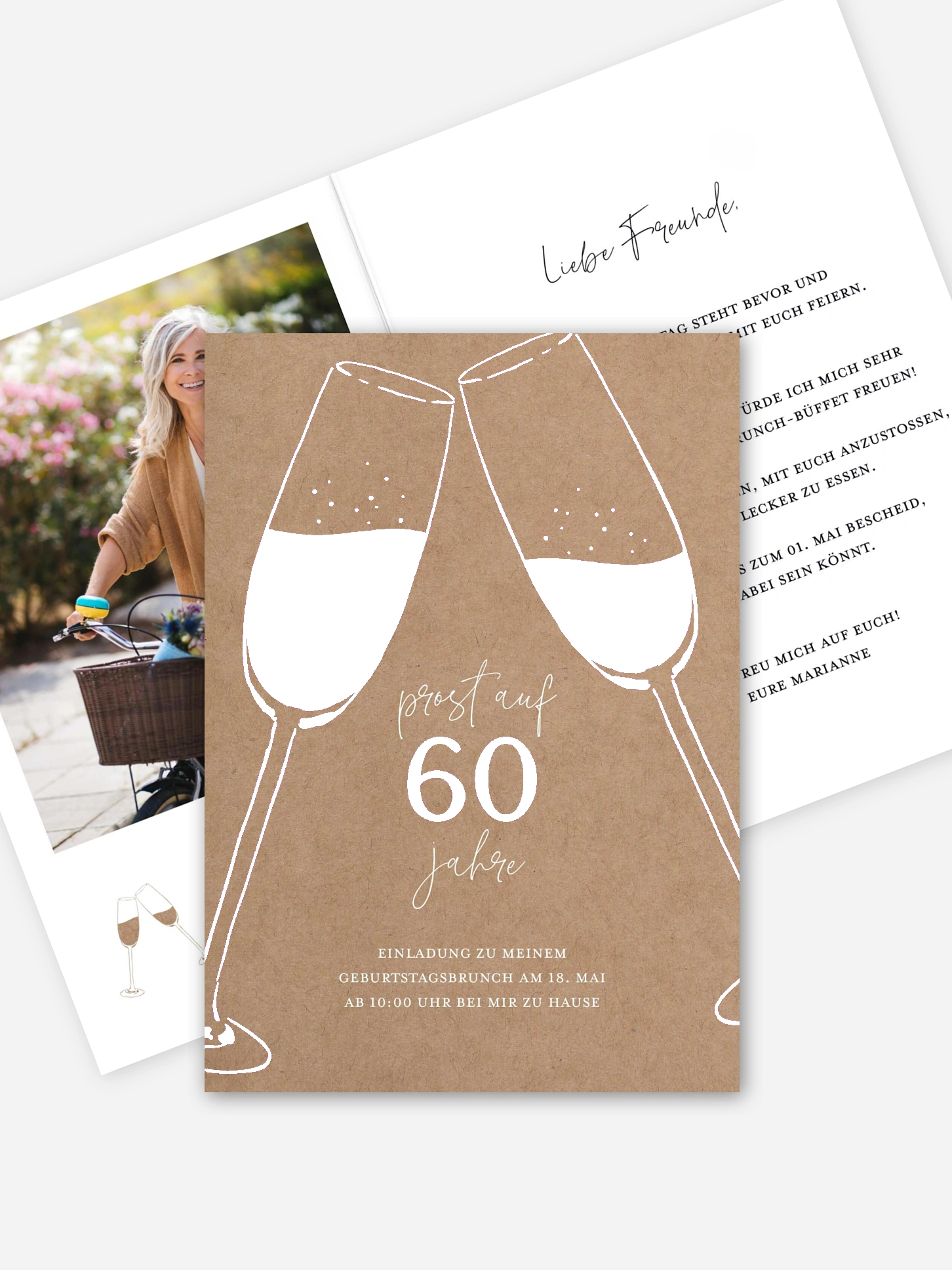 Einladung 60. Geburtstag Sektgläser