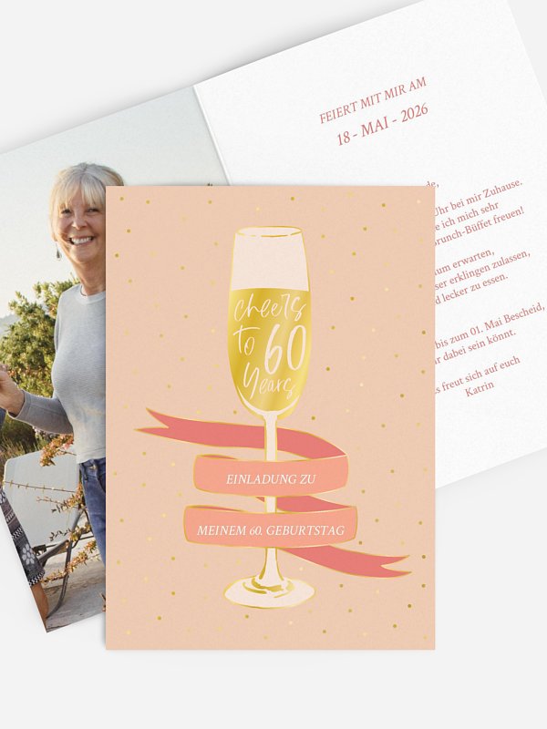 Einladung 60. Geburtstag "Cheers And Years"