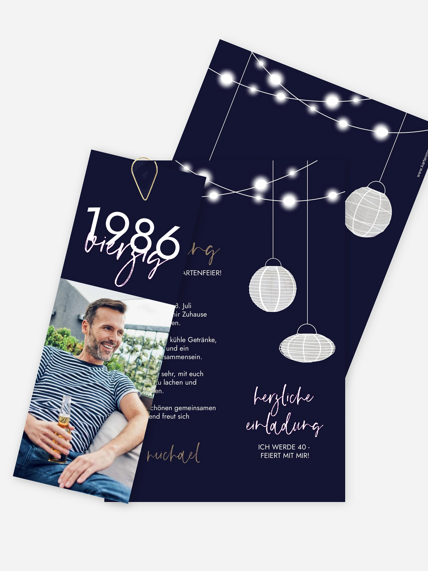 Einladung 40. Geburtstag Lichtergarten