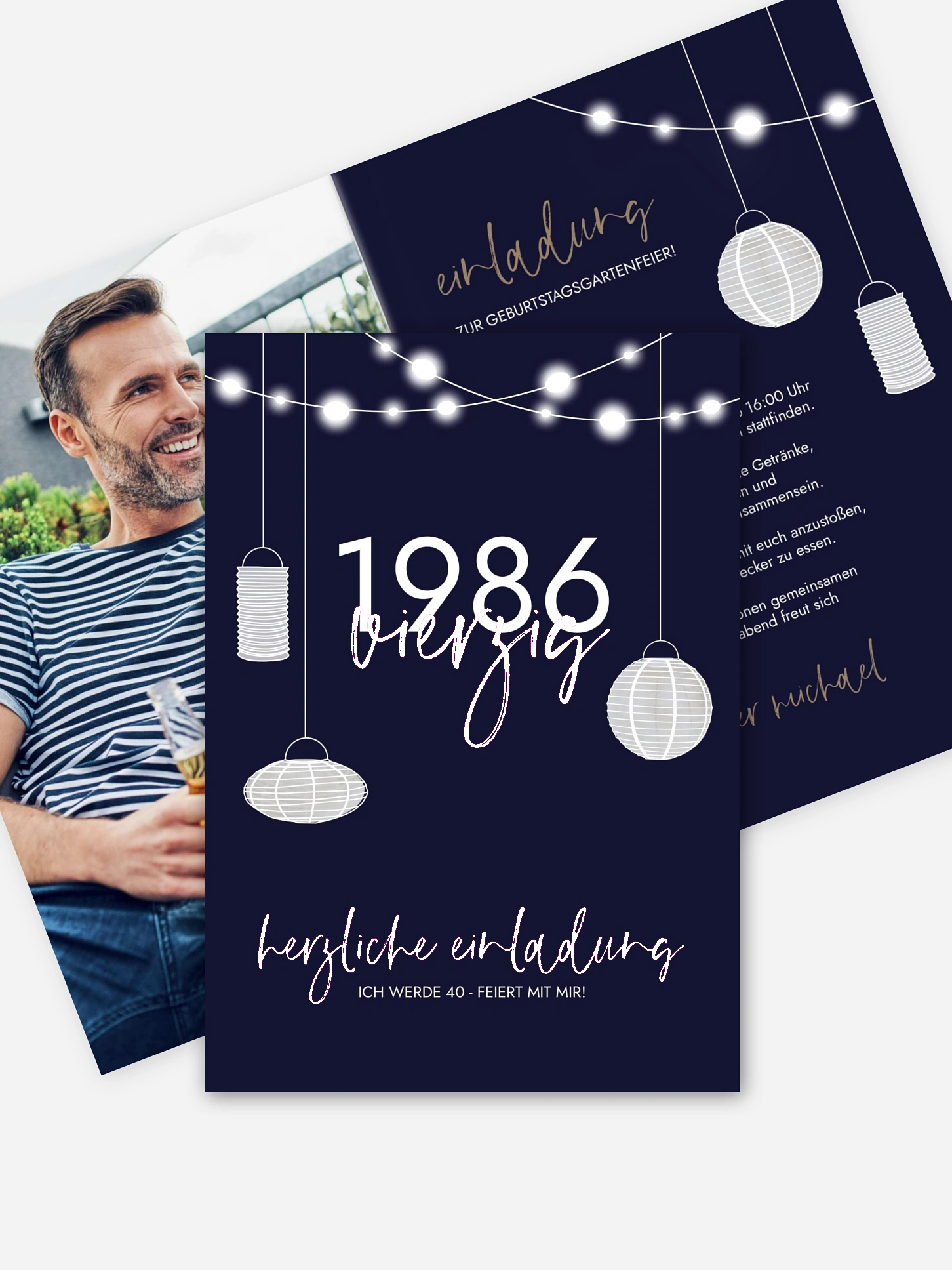 Einladung 40. Geburtstag Lichtergarten