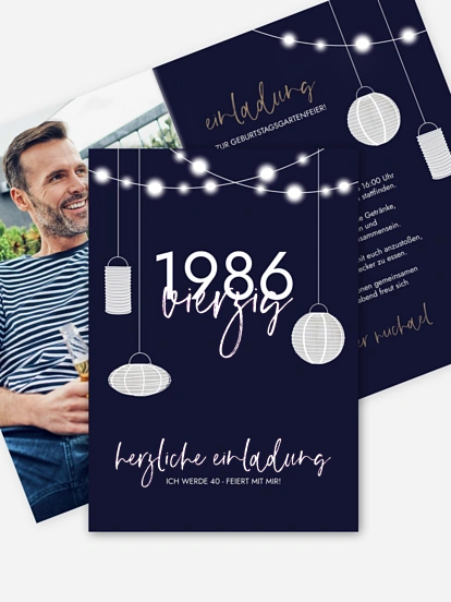 Einladung 40. Geburtstag Lichtergarten