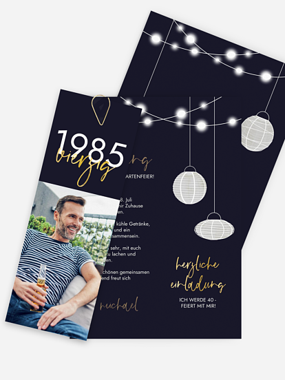 Einladung 40. Geburtstag Lichtergarten