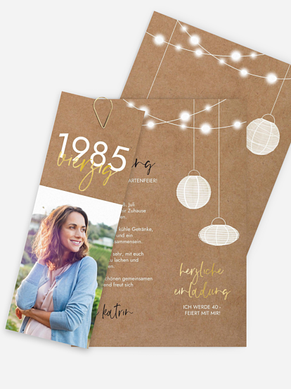 Einladung 40. Geburtstag Lichtergarten