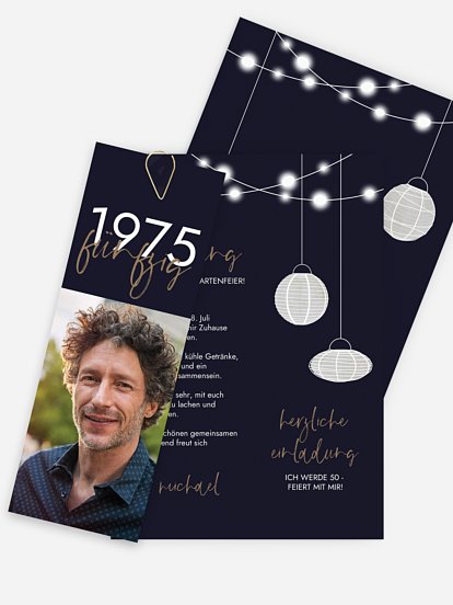 Einladung 50. Geburtstag Lichtergarten