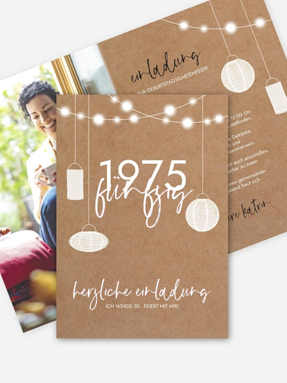 Einladung 50. Geburtstag Lichtergarten
