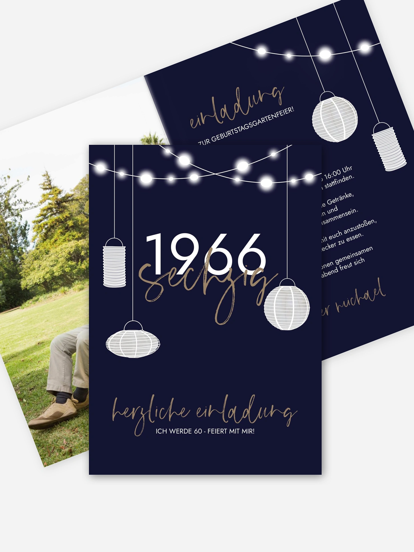 Einladung 60. Geburtstag Lichtergarten