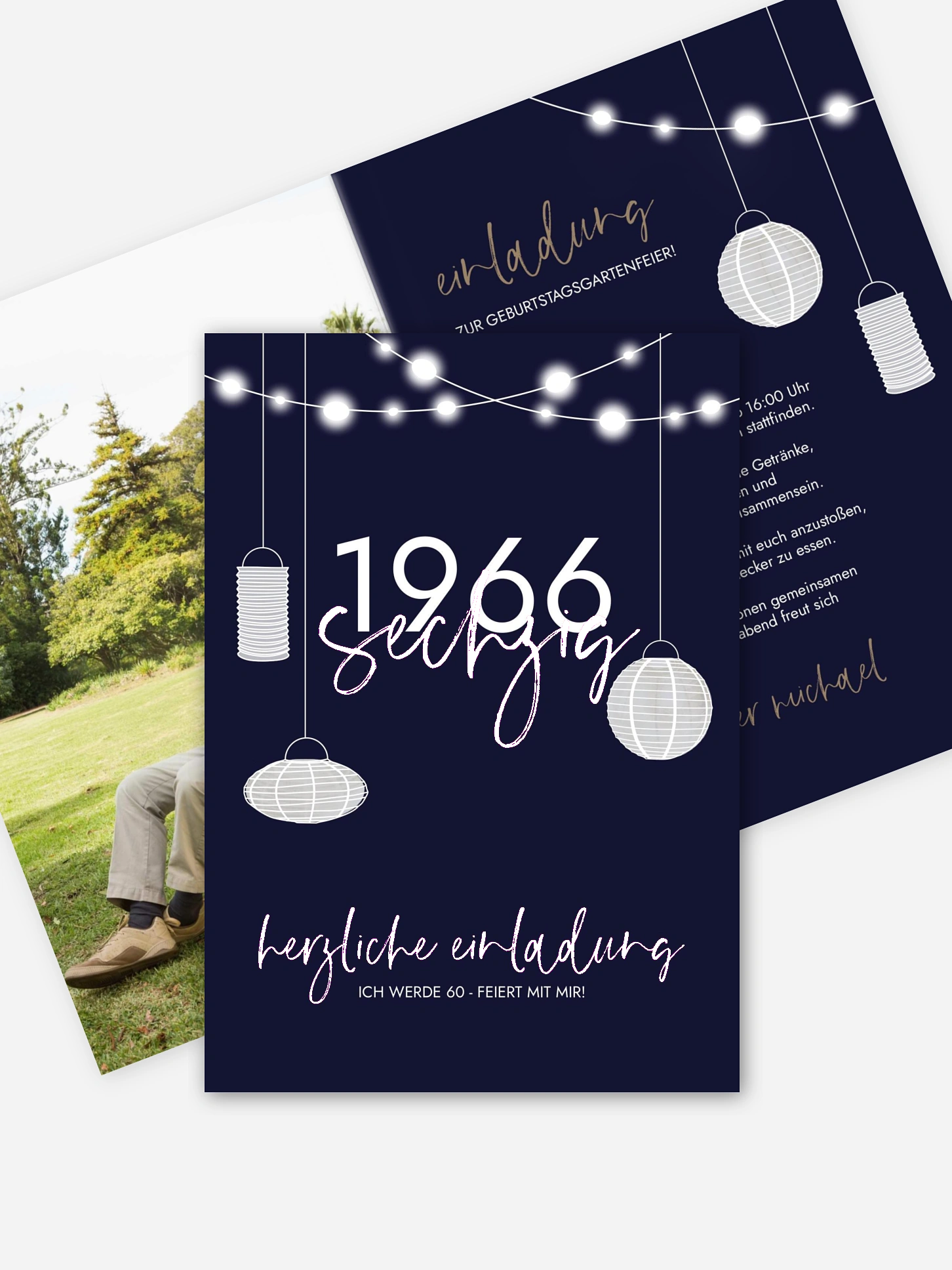 Einladung 60. Geburtstag Lichtergarten