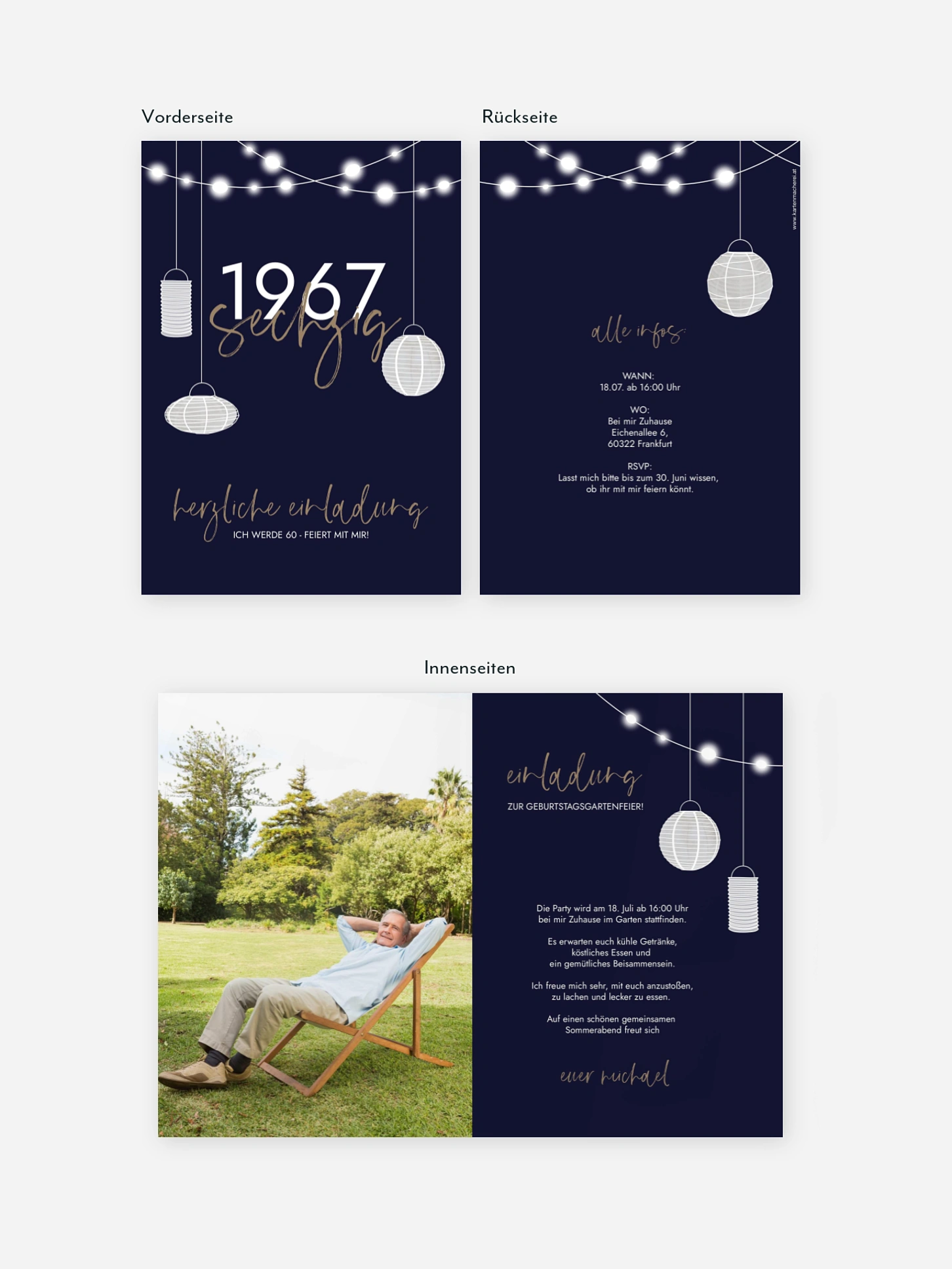 Einladung 60. Geburtstag Lichtergarten