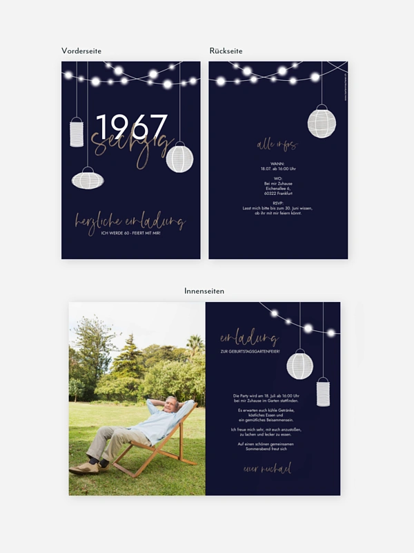Einladung 60. Geburtstag Lichtergarten